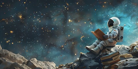 Wall Mural - the intrepid astronaut s cosmic adventure amongst the enchanting stars and planets of the boundless 