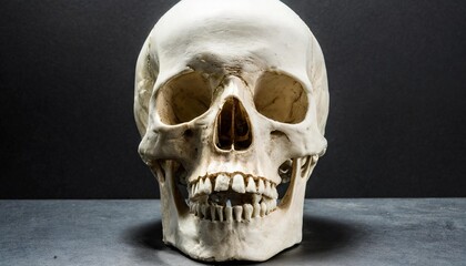 human skull with wide open mouth on black background 3d rendering