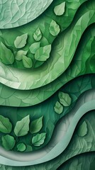 Wall Mural - subtle green wallpaper with curvy natural shapes (2)