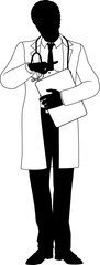 Poster - Silhouette doctor man medical healthcare person in a lab coat holding a clipboard.