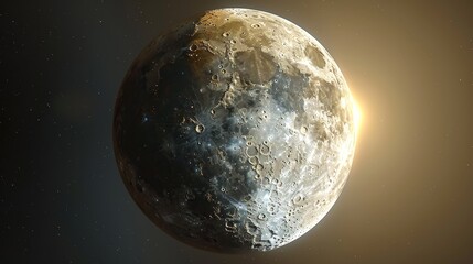 Wall Mural - eclipse: a 3d illustration of a partial lunar eclipse, showing a portion of the moon passing into th