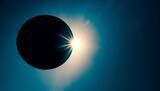 total solar eclipse 3d lunar silhouette art illustration epic scenery of cosmos in dark blue background majestic night space scape with moon satellite cover visible of sun star at dramatic tones