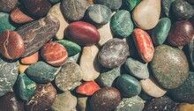 Abstract Nature Sea Pebbles Background Red Pebbles In A Concrete Background Stone Background Red Green Vintage Color