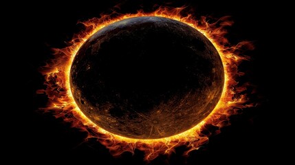 Wall Mural - Eclipse: A 3D illustration of a total solar eclipse, with the sun completely obscured by the moon