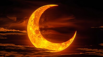 Wall Mural - eclipse: a photo of a partial solar eclipse, with the moon partially covering the sun
