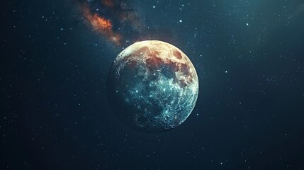 Wall Mural - eclipse: a photo of a total lunar eclipse, showing the moon fully covered by the earth's shadow,