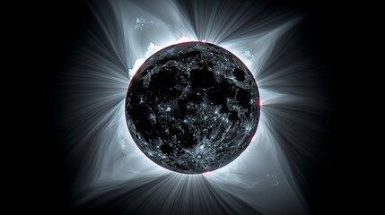 Eclipse: A photo of a total solar eclipse, showing the moon completely covering the sun