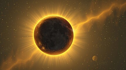 Wall Mural - eclipse: a vector illustration of a hybrid solar eclipse