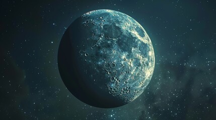 Wall Mural - Moon: A surreal illustration of the moon in its waning crescent phase