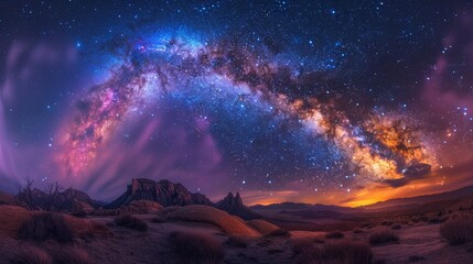 Wall Mural - night sky: a stunning photo of the milky way galaxy arching across the sky