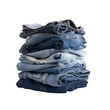 A pile of jeans on a white background