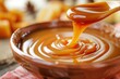 Indulge in the warm richness of liquid caramel, its smooth surface and sweet aroma creating a sensation of pure delight