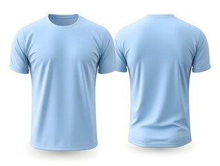 Wall Mural - Carolina blue t-shirt front and back view clothes mockup on isolated white background