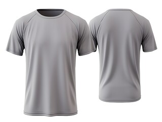 Heather gray t-shirt front and back view clothes on isolated white background
