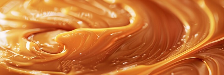 Dive into the rich, amber depths of liquid caramel, its velvety texture swirling in deliciously tempting patterns