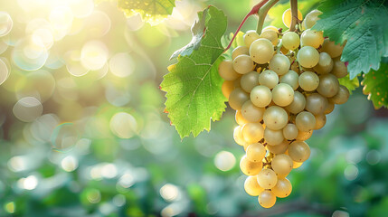 Wall Mural - Ripe grapes on a vineyard branch close-up. Concept of gardening, healthy eating and winemaking