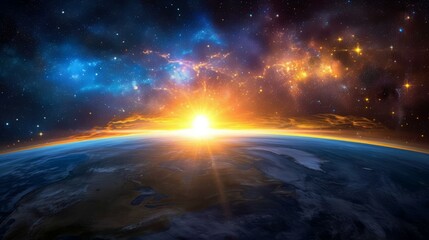b'sunrise from space showing the curvature of the earth'