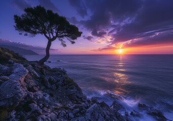 Wall Mural - b'Rocky coast sunset'