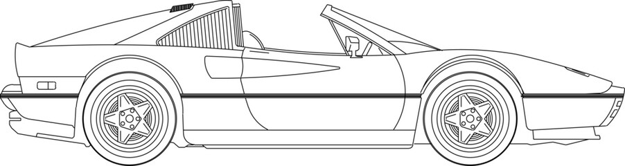 Vector sketch illustration design drawing of car transportation vehicle seen from the side