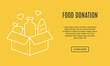 Food donation banner template. Fundraising, donation or charity event landing page.