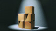 3d parcels cardboard box on dark background. Modern render illustration for social media post, banner, poster etc