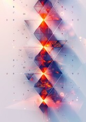 Poster - b'Glowing 3D Triangles with Numbers and Symbols'