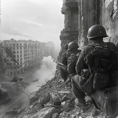 Poster - American soldiers during the Battle of Stalingrad, 1942.