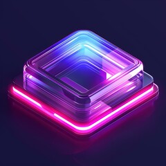 Canvas Print - b'3D rendering of a glowing neon square'