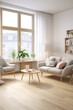 © Adobe Contributor - b'Bright airy living room with large windows and plants'