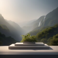 Wall Mural - 3d rendering of the mountains with a beautiful landscape