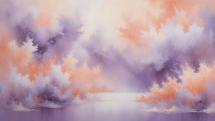 Wall Mural - Peachy Dreams, Muted Coral and Lilac Background with Whisper-soft Texture, Inspiring Calm Reflection.