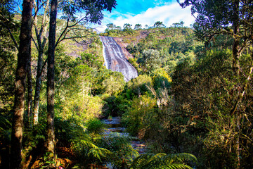 Wall Mural - rio e  a mata ao fundo a  cascata cachoeira véu de noiva Morro da Igreja  Urubici  Serra Catarinense  Serra Geral  Santa Catarina  Brasil