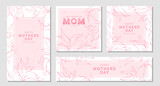 Fototapeta Pokój dzieciecy - Mother's Day greeting cards with beautiful flowers in pastel colors. Vector illustration design for banner, poster and social media