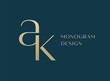 AK letter logo icon design. Classic style luxury initials monogram.