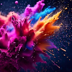 Wall Mural - Explosion of colored powder. Abstract background. AI generated