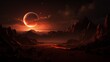 Full lunar eclipse observed from a desert, high detail,
