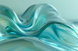 © Stima - abstract translucent amorphous glass flowing fluid waves green turquoise tones on white background in style clean, minimal, modern.