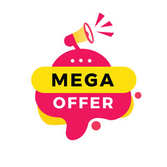 Wall Mural - Mega offer label icon modern style. Banner design for business, advertising, promotion, marketing. Vector sign design.
