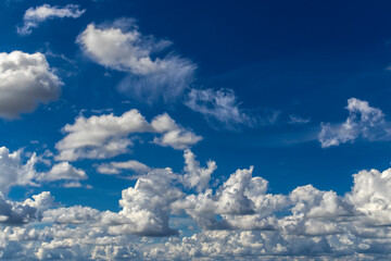 Abstract background of beautiful white clouds with blue sky in Brazil