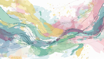 Wall Mural - Colorful watercolor ink abstract background in pastel colors