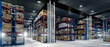 Shelves of goods in a warehouse - panoramic 3D Visualization