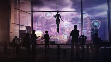 Wall Mural - a plot in which artificial intelligence leads a presentation.
