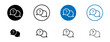 © Ghori - Comment question icon set. faq icon. question and answer pictogram. inquire bubble. ask or request icon. frequently asked questions icon in black and blue and blue color.