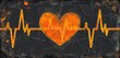 Rustic orange artwork featuring a cardiac pulse for a medical theme.