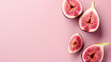 Halved figs on pink background