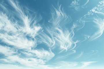 Sticker - Peaceful twilight sky with delicate cirrus clouds on a soft transparent white surface, adding a touch of serenity