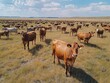 A herd of cows are standing in a field