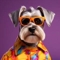 Wall Mural - funny pug dog in glasses and sunglasses with big tongue on gradient background, isolated