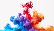 3D volumetric explosion blot of multi-colored paint in air or liquid water,