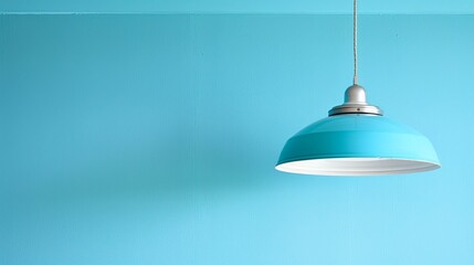 Wall Mural -   A blue ceiling lamp suspends above a room with blue walls, while a separate blue ceiling light completes the space's cohesive color scheme